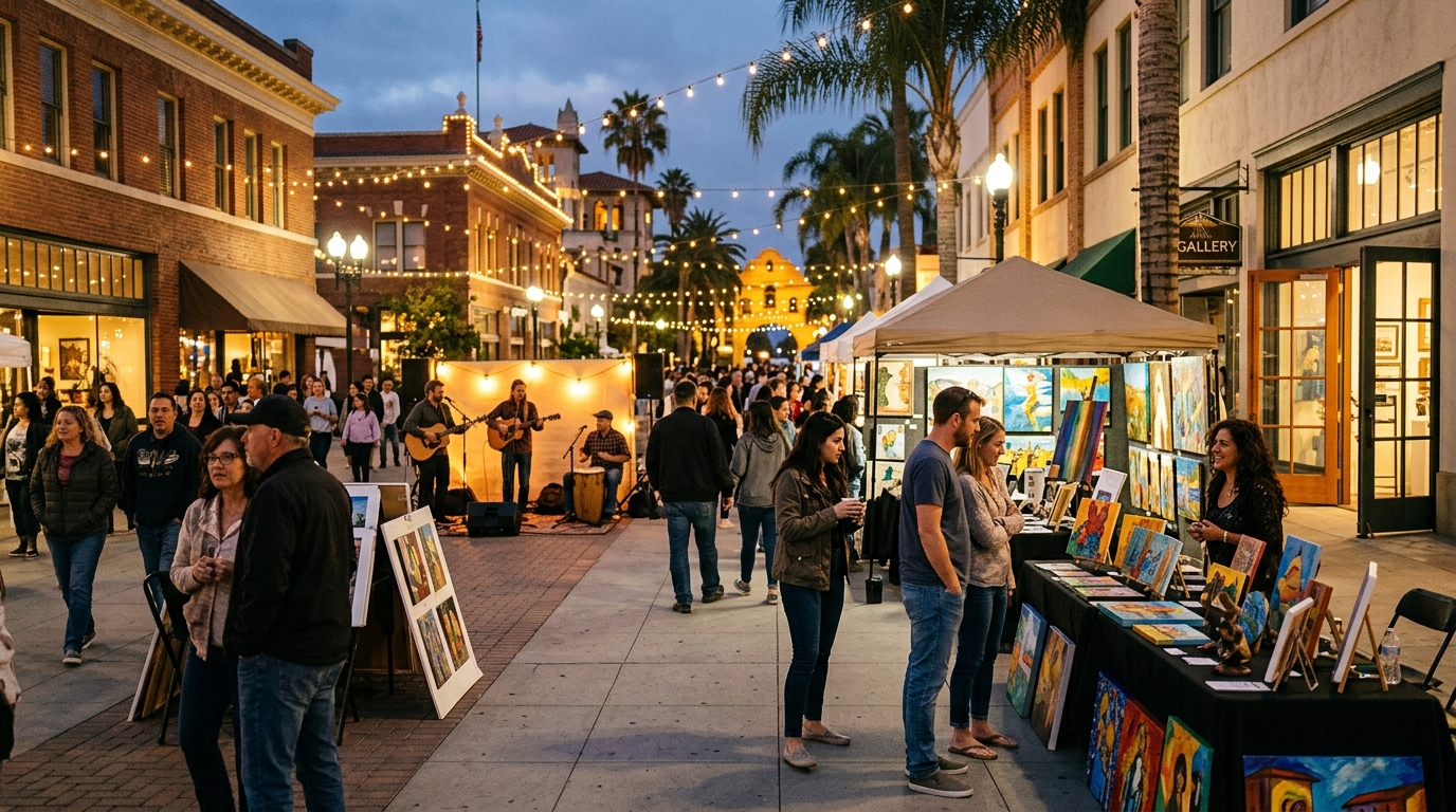 Riverside Artswalk artists and visitors in Downtown Riverside